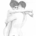 제목이 "Love and I"인 그림 Christian Chollet로, 원작, 연필 알루미늄에 장착됨
