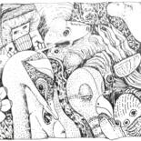 Dessin intitulée "Infinity Zoo Toothl…" par Milto Sideris, Œuvre d'art originale, Stylo gel