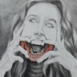 图画 标题为“Self-Portrait with…” 由Winter Echoes Hill, 原创艺术品, 木炭 安装在其他刚性面板上