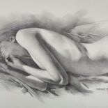 Drawing titled "Sleeping" by Hongtao Huang, Original Artwork, Charcoal
