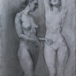 Schilderij getiteld "an Apple" door Mikhail Sol, Origineel Kunstwerk, Potlood