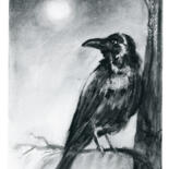 绘画 标题为“Raven in Moonlight” 由Paintispassion, 原创艺术品, 水彩