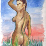 Dessin intitulée "Folgen Sie mir." par Götz Wiedenroth, Œuvre d'art originale, Aquarelle