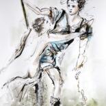 图画 标题为“Venus and Adonis” 由Antigoni Tziora, 原创艺术品, 墨