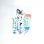 Dessin intitulée "Entstiegen." par Götz Wiedenroth, Œuvre d'art originale, Marqueur