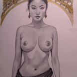 Drawing titled "Vulpes Lumin 02" by Philippe Cormault, Original Artwork, Graphite