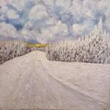 绘画 标题为“Snowy road” 由Igor Kotnik, 原创艺术品, 丙烯 安装在木质担架架上