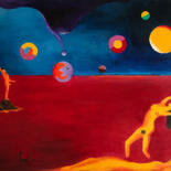 Painting titled "red planet" by Wojtek Gawlik, Original Artwork, Acrylic Mounted on Other rigid panel