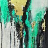 Abstract Gold and Green Painting Peinture intitulée "Abstract Gold and G…" par Iren Troi, Œuvre d'art originale, Acrylique Monté sur Châssis en bois