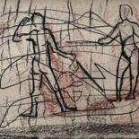 Dessin intitulée "Uier2 / Cutting for…" par Leni Smoragdova, Œuvre d'art originale, Craie