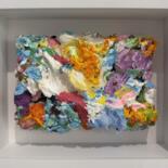 Painting titled "Miniature" by Pascal Courcelles, Original Artwork, Oil Mounted on Wood Panel