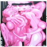 Painting titled "Les Demoiselles d’A…" by Ac One, Original Artwork, Digital Print Mounted on Wood Stretcher frame