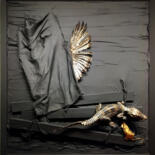 Γλυπτική με τίτλο "De l'Arche de Noé a…" από Michel Campistron, Αυθεντικά έργα τέχνης, Κολάζ Τοποθετήθηκε στο Ξύλινο πάνελ