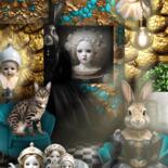 Digital Arts titled "Le Thé Chez Madame…" by Karine Garelli (Reds Robin), Original Artwork, Plastic