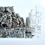 Dessin intitulée "Le pont de Norwich" par Bdv, Œuvre d'art originale, Fibre Textile