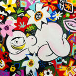 Painting titled "Nude in Bloom #1" by Hou Soon Ming, Original Artwork, Acrylic