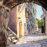Peinture intitulée "Rue de Nuit" par Marcel Boos, Œuvre d'art originale