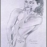Dessin intitulée "Le couple dans son…" par Annick Terwagne, Pastelliste De La Fémin, Œuvre d'art originale, Autre