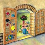 Painting titled "Deruta" by Allegretto, Original Artwork, Watercolor