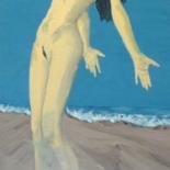 Painting titled "nue a la plage" by Fabien Lheuillier, Original Artwork, Oil