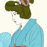 Картина под названием "Sparkling in kimono" - Rob Arbouw, Подлинное произведение искусства, Масло