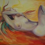 Peinture intitulée "l'endormie" par Nanou, Œuvre d'art originale, Huile