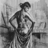 Painting titled "Nude_Pose03" by Kishore Singh, Original Artwork