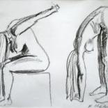 Drawing titled "Etude de nu: mouvem…" by Nathalia Chipilova, Original Artwork, Charcoal