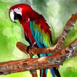 Malerei mit dem Titel "parrot" von Karen Sheltrown, Original-Kunstwerk, Öl