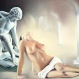 Painting titled "IMPROBABLE IDYLLE" by Brigitte Bouron, Original Artwork, Oil
