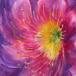 Painting titled "Fiore fantasia" by Tito Fornasiero, Original Artwork, Watercolor