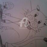 Dibujo titulada "cat and muose" por Yuki Hikari, Obra de arte original