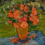 Peinture intitulée "Roses oranges" par Pierre Paszkowski, Œuvre d'art originale, Huile