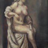 Painting titled "Nude in Workshop" by Mandy Sand, Original Artwork, Oil