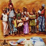 Painting titled "African friends in…" by Dan Civa, Original Artwork, Acrylic