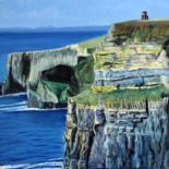 Pintura intitulada "Irlande , Falaises…" por Jean Parraud, Obras de arte originais, Óleo