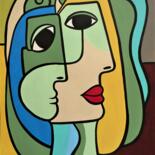 Pintura intitulada "portrait feminin" por Laurent Folco, Obras de arte originais, Acrílico