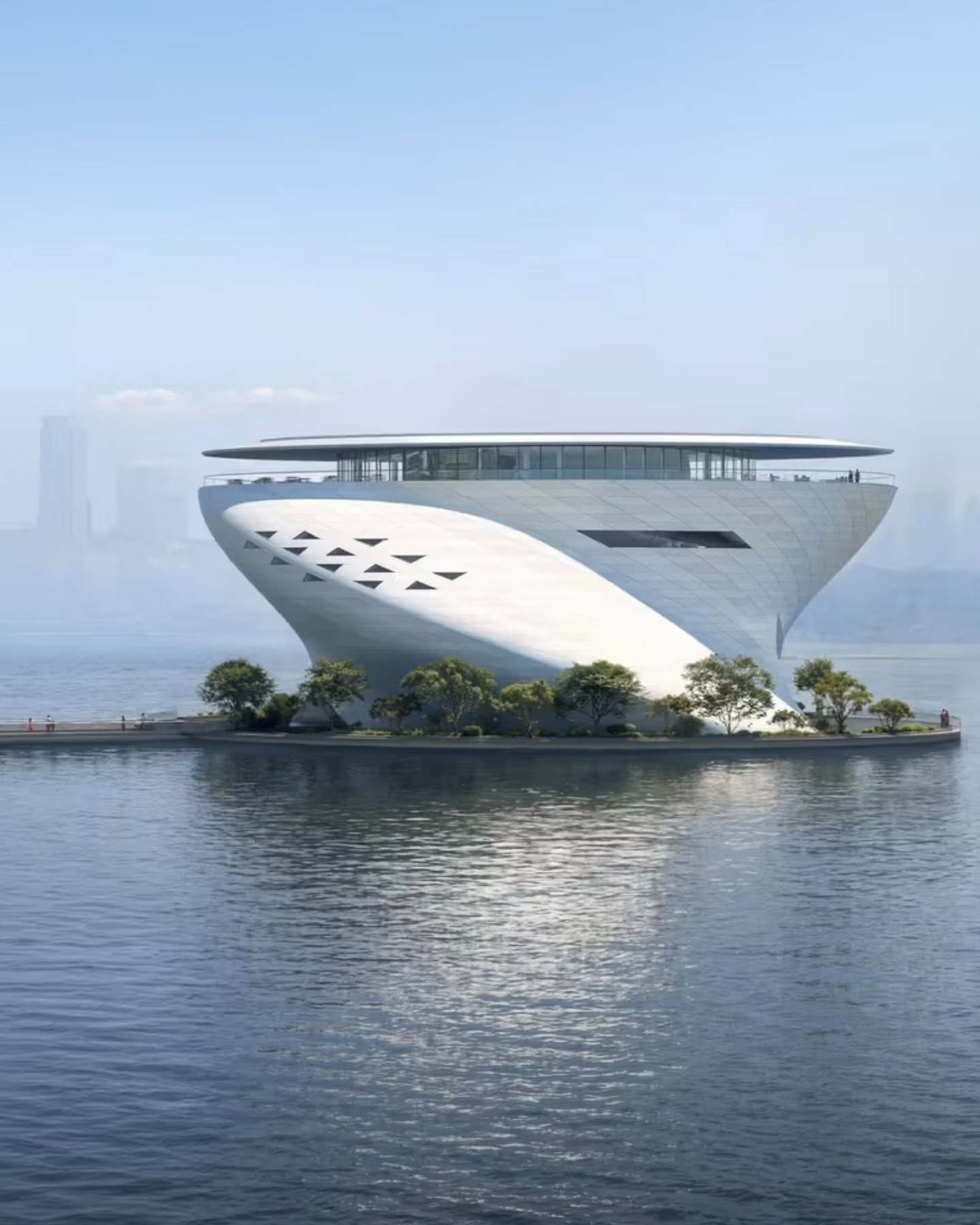Tadao Ando imagine un musée-monolithe flottant sur les eaux de Dubaï